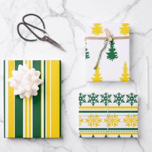 Green and Gold Christmas 3_Pack Gift Wrap