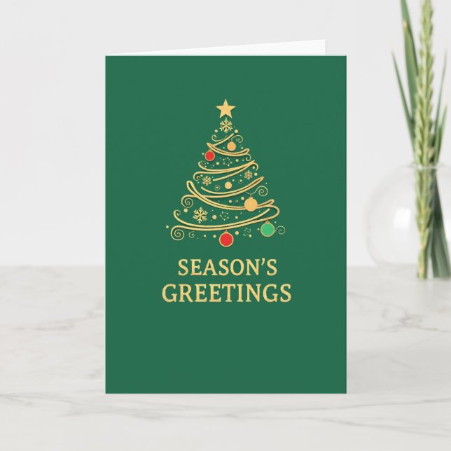 Green and Gold Christmas Christmas Card (Front)