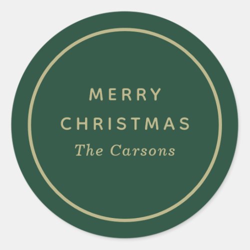 Green and Gold Christmas Classic Round Sticker