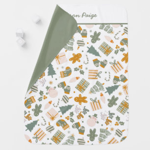 Green And Gold Christmas Holiday Party Baby Blanket