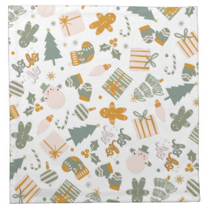 Green And Gold Christmas Holiday Party Cloth Napkin