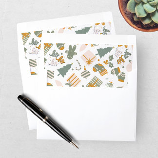 Green And Gold Christmas Holiday Party Envelope Liner