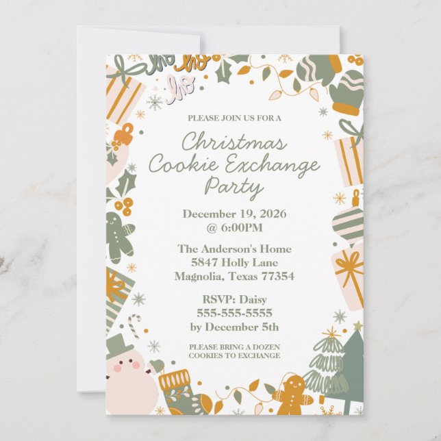 Green And Gold Christmas Holiday Party Invitation (Front)