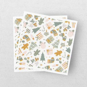 Green And Gold Christmas Holiday Party Napkins