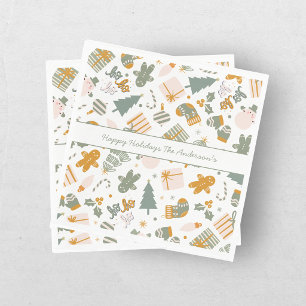 Green And Gold Christmas Holiday Party Napkins