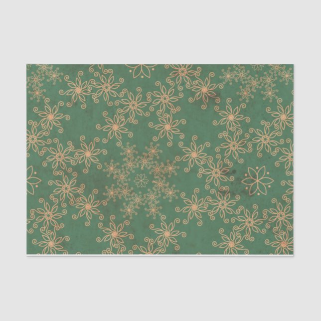Green and Gold Christmas Pattern Tissue Paper (Front)