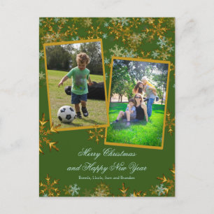 Green and Gold Christmas Photo Cards