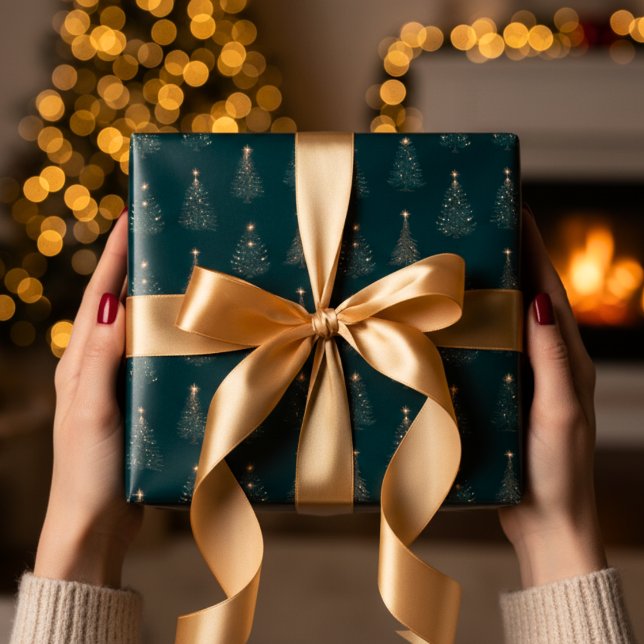 Green and Gold Christmas Tree Wrapping Paper Sheets (Creator Uploaded)