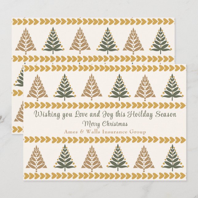 Green and Gold Christmas Trees Holiday Greeting (Front/Back)