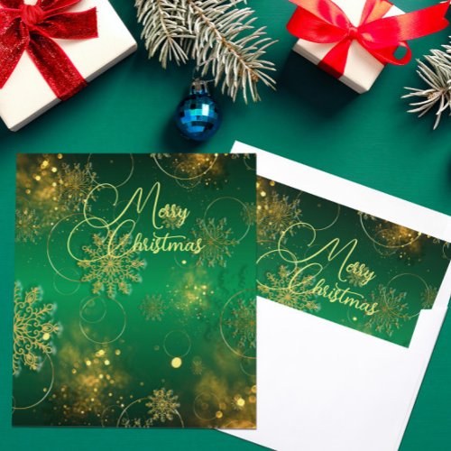 Green And Gold Christmas Winter Wonderland Envelope Liner