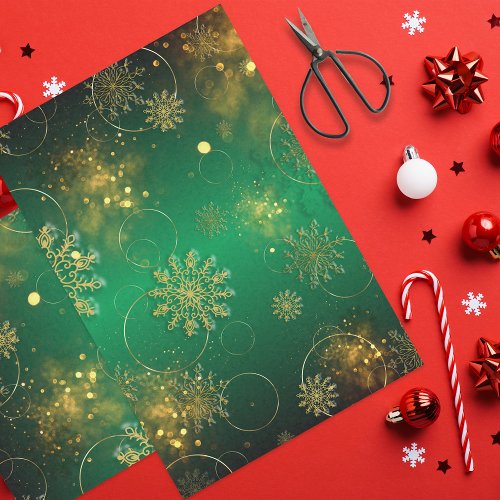 Green And Gold Christmas Winter Wonderland Tissue Paper