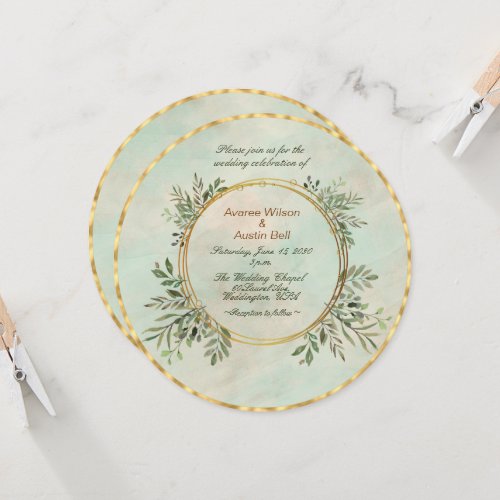 Green and Gold Circle  Invitation