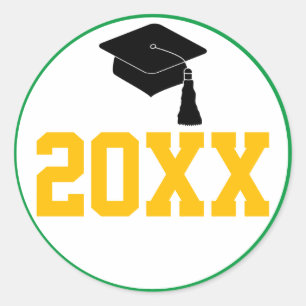 Green and Gold Class of 2024 Graduation Classic Round Sticker