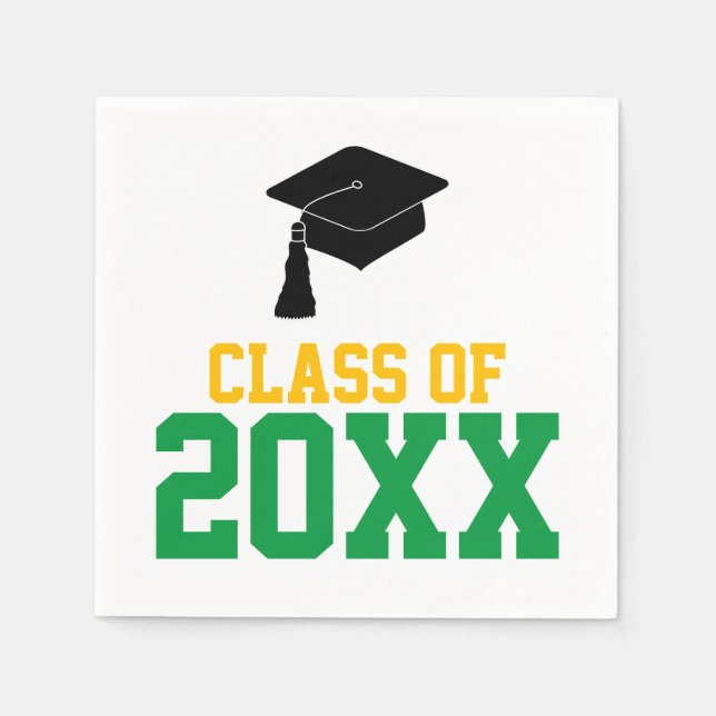 Green and Gold Class of 2024 Graduation Party Napkins (Front)