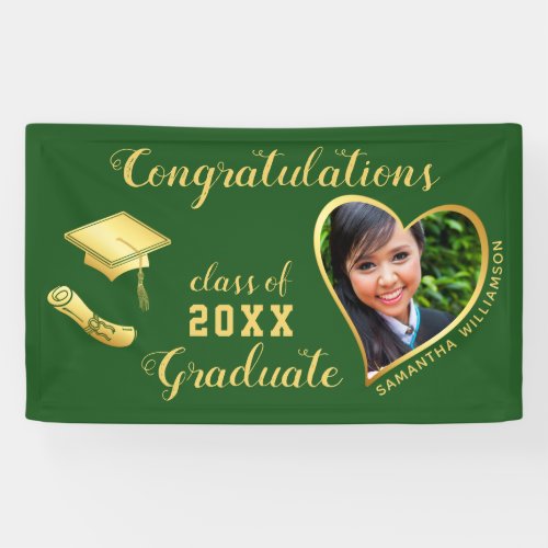 Green and Gold Class of 2024 Graduation Photo Banner