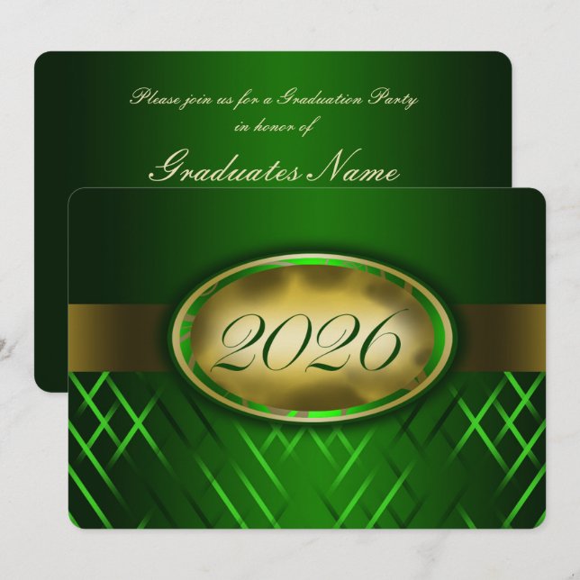 Green and Gold Class of 2026 Party Invitation (Front/Back)