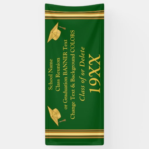 Green and Gold Class Reunion Banner or Graduation | Zazzle