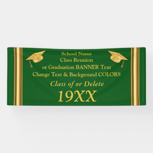 Green and Gold Class Reunion Banner or Graduation