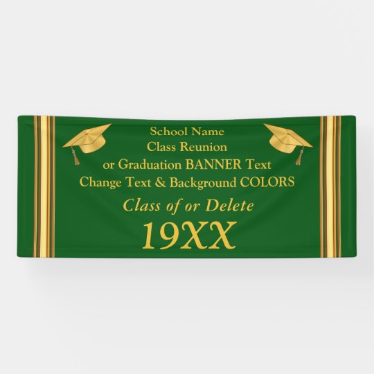 Green And Gold Class Reunion Banner Or Graduation Zazzle Com