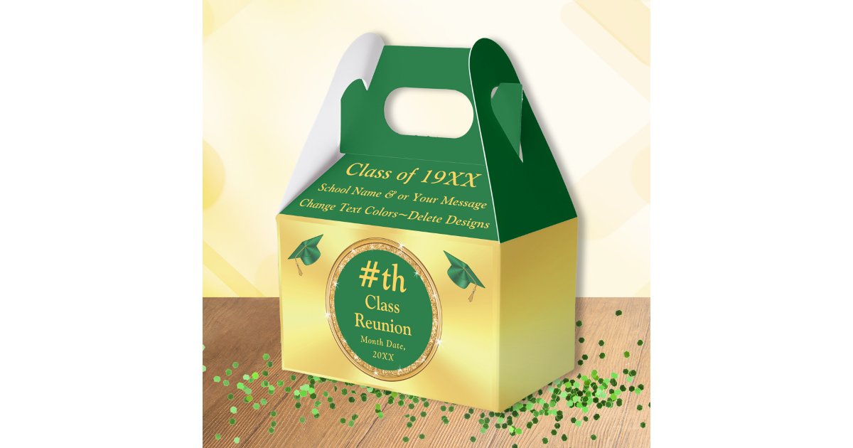 Green and Gold, Class Reunion Favors, Boxes | Zazzle