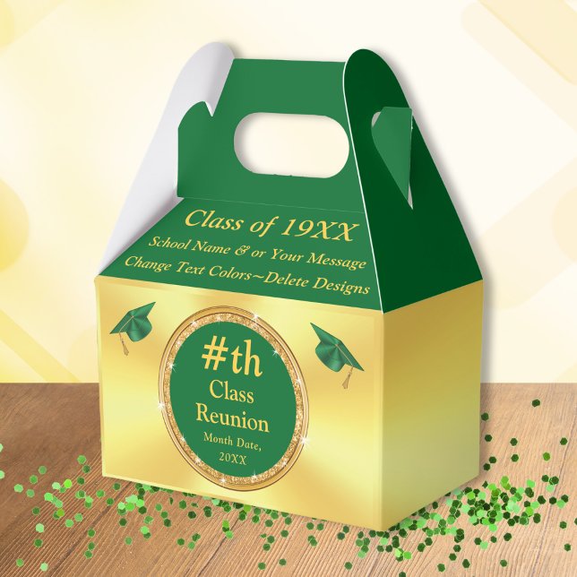 Green and Gold, Class Reunion Favors, Boxes (Class Reunion Candy Bags. Green and Gold, Class Reunion Candy Favors, box. High School Reunion.  )