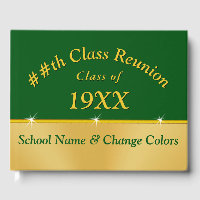 Green and Gold Class Reunion Guest Book Your Color