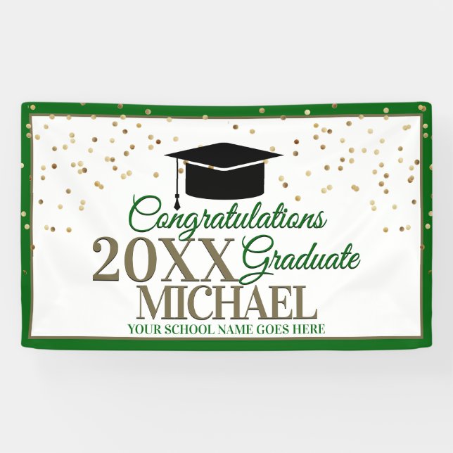 Green and Gold Congratulations Graduate Banner (Horizontal)