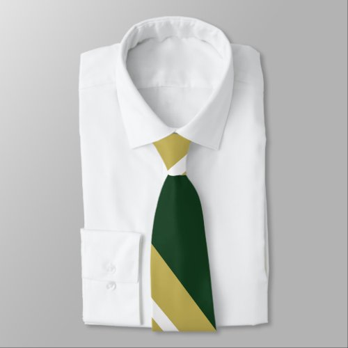 Green and Gold Diagonally Striped Tie