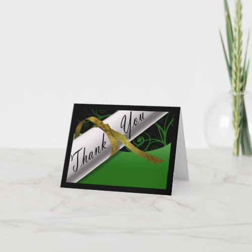 Green and Gold Diploma Thank You Card