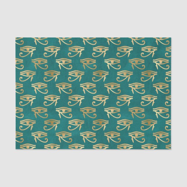 Green and Gold Egyptian Eye of Ra Tissue Paper (Front)