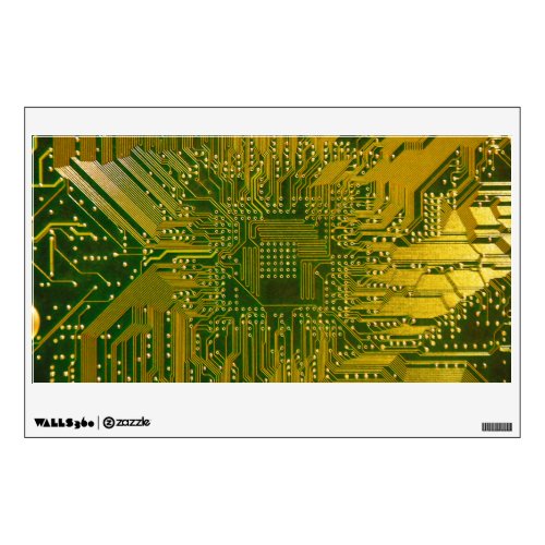 Green and Gold Electronic Computer Circuit Board Wall Decal
