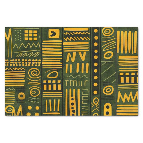 Green and Gold Elegant African Ethnic Pattern Tissue Paper