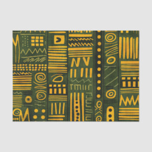 Green and Gold Elegant African Ethnic Pattern Tissue Paper