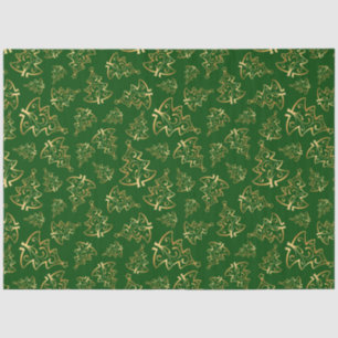 Green and Gold Elegant Christmas Trees Tissue Paper