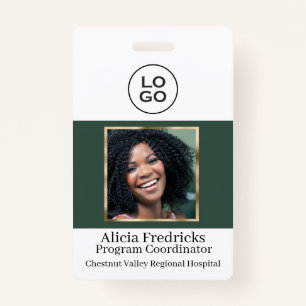 Green and Gold Employee Photo ID with Logo Badge