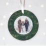 Green and Gold Fairy Lights | Two Family Photos Ornament