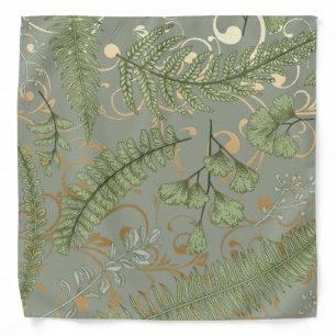 Green and Gold Fern Pattern Bandana