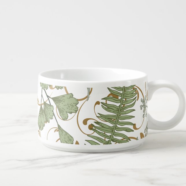 Green and Gold Fern Pattern Bowl (Left)