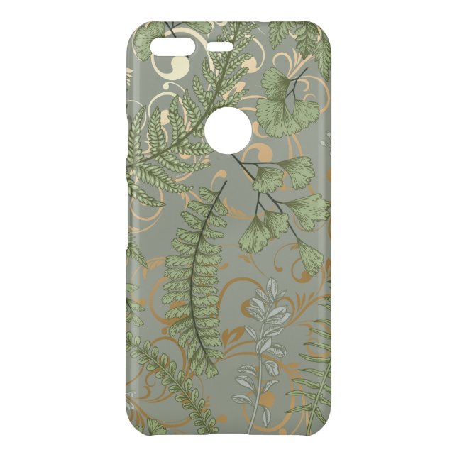Green and Gold Fern Pattern Uncommon Google Pixel Case (Back)