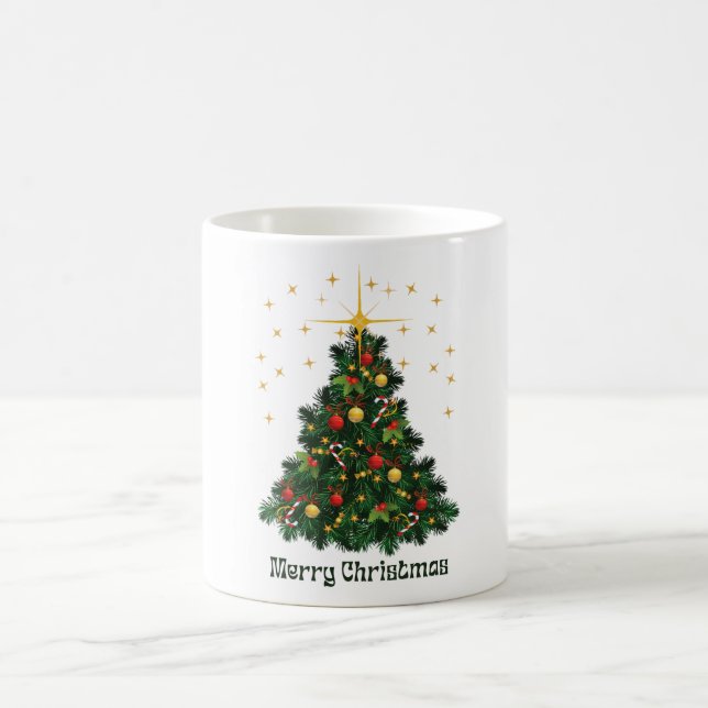 Green and Gold Festive Christmas Tree Mug (Center)