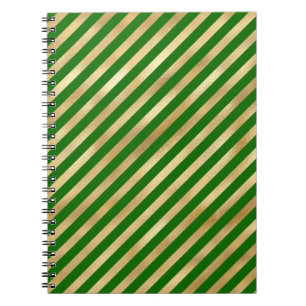 Green and Gold Festive Stripe Notebook