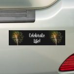 Green and Gold Fireworks Holiday Celebration Bumper Sticker