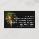 Green and Gold Fireworks Holiday Celebration Business Card