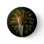 Green and Gold Fireworks Holiday Celebration Button