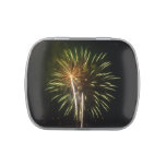 Green and Gold Fireworks Holiday Celebration Candy Tin