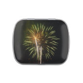 Green and Gold Fireworks Holiday Celebration Candy Tin (Top)