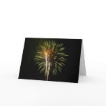 Green and Gold Fireworks Holiday Celebration Card