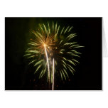 Green and Gold Fireworks Holiday Celebration Card