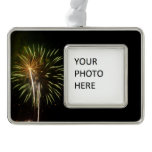 Green and Gold Fireworks Holiday Celebration Christmas Ornament