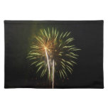 Green and Gold Fireworks Holiday Celebration Cloth Placemat